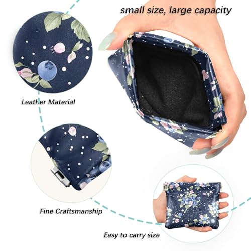 Coin Purse for Women Blueberry Flower Coin Pouch Change Holder PU Leather Mini Wallet Portable Coin Bag Money Pocket2