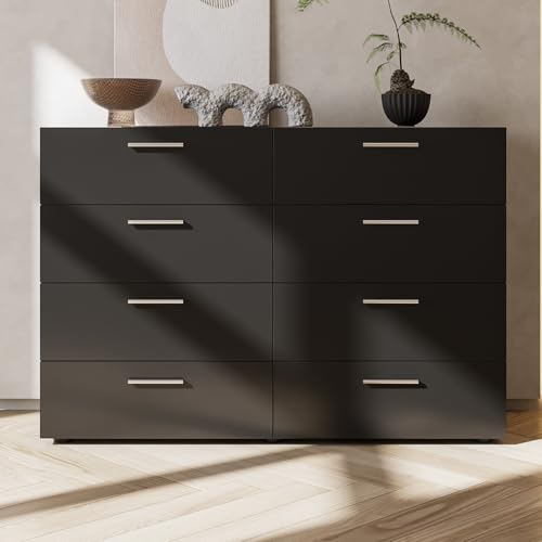 GODECOR 8 Drawer Dresser for Bedroom, Black Dresser Chest of