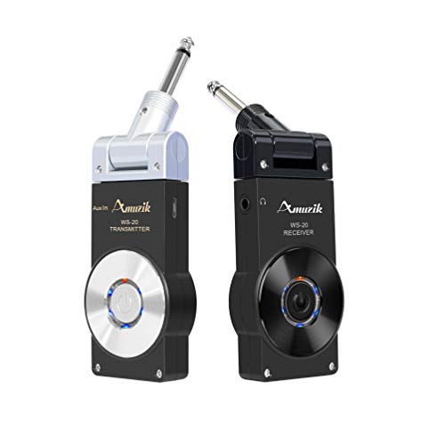 Amuzik 2.4G Rechargeable Guitar Wireless Transmitter Receiver Wireless Guitar System with 8 Hours Working Time