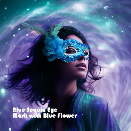 Image of Wanna Party Women's Blue Sequin Eye Mask with Flower for Masquerade Party,Fancy Dress Costume, New Year Party