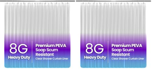 Image of LiBa Bathroom Shower Curtain - Waterproof Plastic Shower Curtain Premium PEVA Non-Toxic Shower with Rust Proof Grommets Clear 8G Heavy Duty Bathroom Accessories 72x78 (Pack of 2)