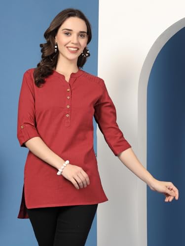 Image of Pistaa's Women's Cotton Relaxed Fit Short Kurti