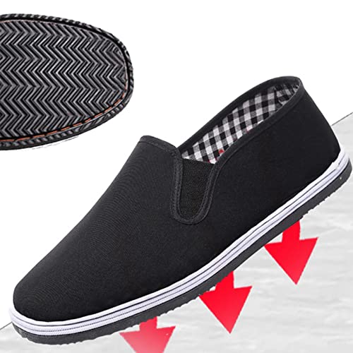 Traditional Kung Fu Tai Chi Shoe, Casual Chinese Traditional Slip-On Old Beijing Cloth Canvas Shoes for Mens, Breathable Black Rubber Sole, Adapting to Your Daily Activities Around House3