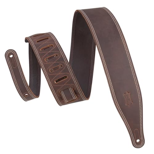 Courroie Levy's Cuirs pour guitare électrique acoustique et basse en cuir souple noir