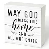 Christian Wood Box Sign, Entrance Hall Decoration, Inspirational Table Signs, Christian Home Decor, Inspirational Decor, May God Bless This Home And All Who Enter