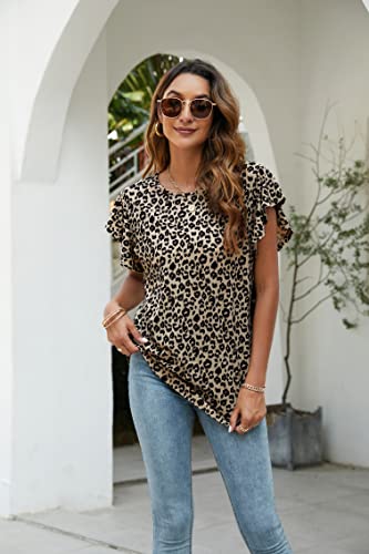 BMJL Women's Casual Cute Shirts Leopard Print Tops Basic Summer Short Sleeve Fashion Soft Blouse Loose Fit Tshirt2