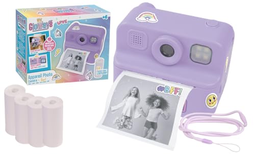 GLOWAYS - Appareil Photo Instantané - Jouet Électronique - 149601 - Violet - Anniversaire - Double Camera - Cadeau - Impression Thermique - Jeux et Lecteur...
