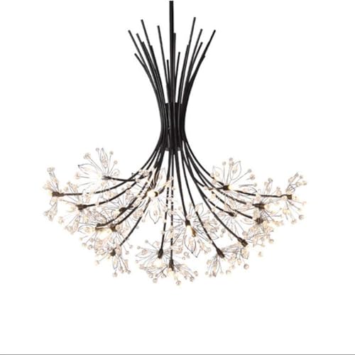Pendentif éclair feux d'artifice noir QTHWB luminaire cristal moderne