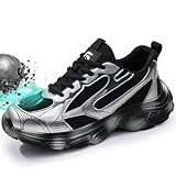 GUYISASH Steel Toe Shoes for Men Lightweight Work Shoes Industrial Construction Shoes Low Cut Industrial Shoes Work Sneakers Comfortable Safety Shoes for Work Grey