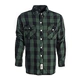camisa polo west coast Dos bolsillos en el pecho WEST COAST CHOPPERS Camisa de franela de manga larga para hombre Verde / Negro M