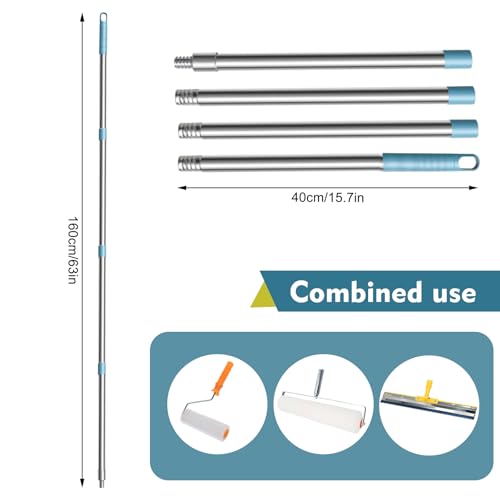 Bodenbeschichtung Werkzeug Set 6-teilig – Entlüftungsroller 50 cm, Stehrakel 56 cm, Teleskopstange 162 cm, Nagelschuhe, Farbroller & Spachtel für Ausgleichsmasse & Epoxidharz