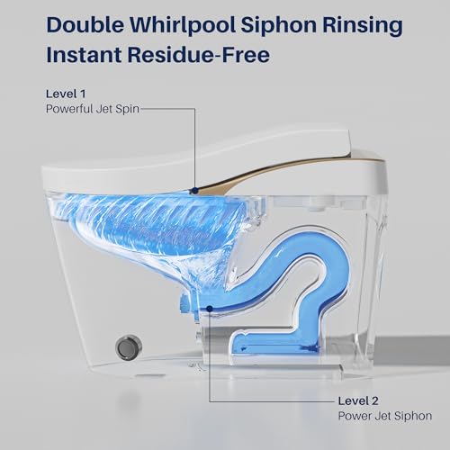 Inodoro Inteligente, Bidé, Descarga Automática, Sin Tanque, Asiento Calefactable, 17.5 Pulgadas, Control Remoto, Tapa Automática, Lavado con Agua Caliente, Secador de Aire Caliente, Desodorizador, Escudo de Espuma, Blanco miniatura 4