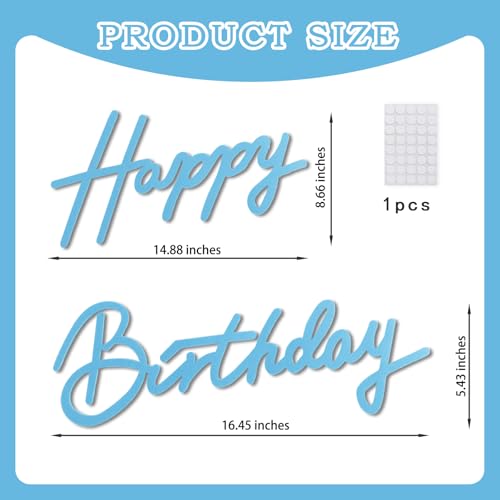 Image of TONIFUL Happy Birthday Sign for Backdrop - Light Blue Felt Banner - Includes Dot Glue - Perfect for Birthday Party Backdrop,Wall Decor,Balloon Arch,Photo Background