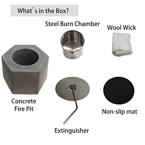 Mavalzy Table Top Firepit, Rubbing Alcohol Fireplace Indoor Outdoor Fire Pit Portable Fire Concrete Bowl Pot Fireplace（Hexagon） #TOP4