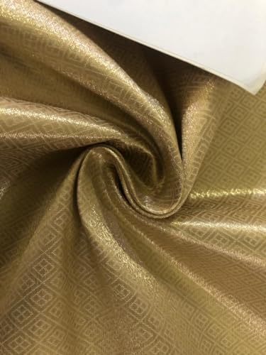 Tissu brocart de soie jacquard doré métallisé au mètre BRO340