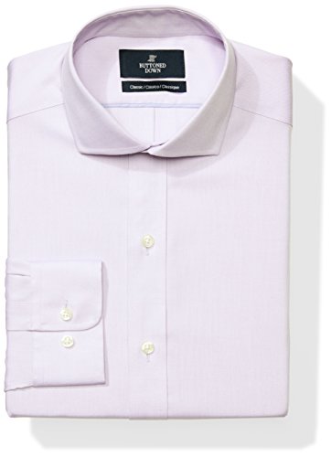 Amazon Brand - Buttoned Down Men's Classic Fit Cutaway-Collar Solid Non-Iron Dress Shirt (No Pocket), Purple, 16.5