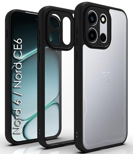 Image of RIGGEAR Shockproof Sleek Hybrid Armor Back Cover Case for OnePlus Nord 6 5G / Nord CE 6 5G (Clear PC + Black TPU Bumper)