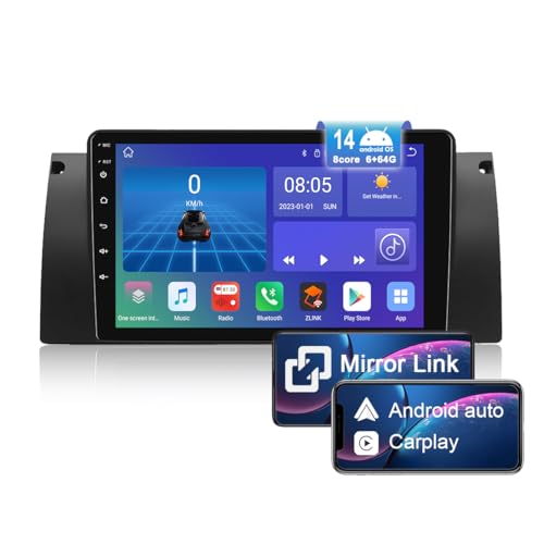 Autoradio Android 14 BMW E39 X5 E53 Poste Écran GPS Caméra Recul Volant Multi