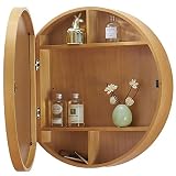 Gabinete Farmacéutico LED Montado En La Pared, Gabinete De Espejo De Baño Circular, Gabinete De Espejo Integrado con Luz, con Estante De Almacenamiento (Color : Beige, Size : 50cm)