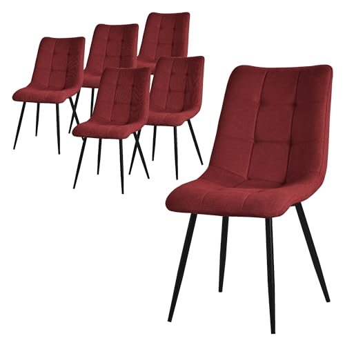 ML-Design Set de 6 Chaises de Salle à Manger Rouge, avec Revêtement en Tissu Polyester et Pieds...