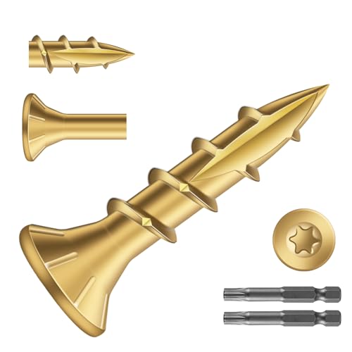 Image of #8 x 3 /4 inch Deck Screws (2208Pcs) 8lb. Exterior Wood Screws. Carbon Steel, Tan, Flat Head, Rust Resistant epoxy Coated, with T25 Star Bit