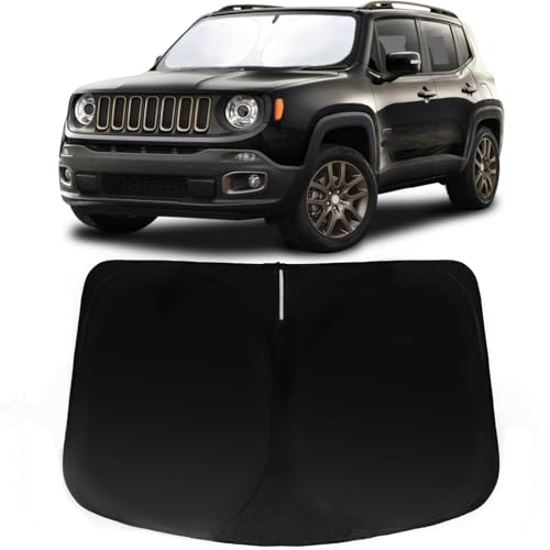 Image of Car Front Windshield Sun Shade for Renegade 2015-2024, Car Window SunShades Shield Cover Sun Visor Protector with 240T Reflective Fabric UV & Sun Heat Protection Accessories