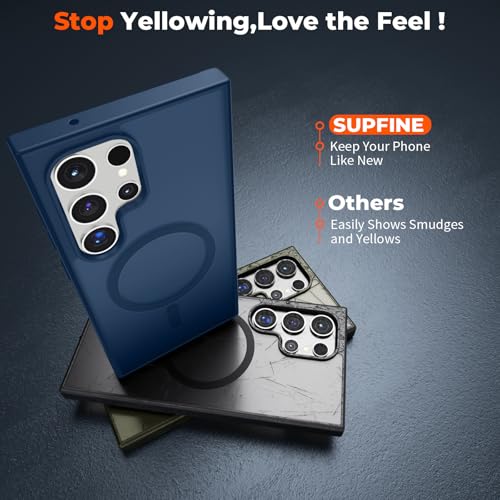 Image of SUPFINE Magnetic for Samsung Galaxy S23 Ultra Case, (Built-in Magnets) (Military Grade Drop Protection) Slim Translucent Shockproof Phone Case,Sapphire Blue