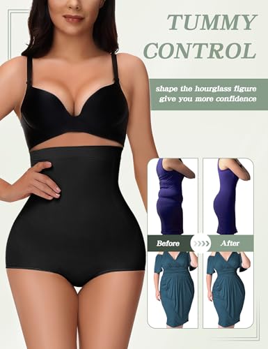 Niceuare Tummy Control Shapewear for Women Seamless High Waisted Slimming Body Shaper Panties Shapewear Shorts Under Dress(Black,X-Large)