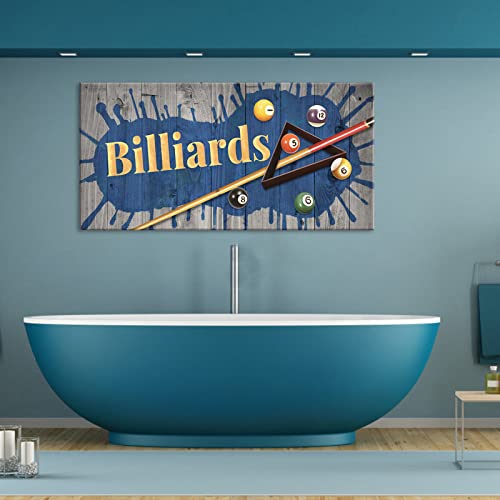 Simiwow Billiards Picture Pool Room Wall Decor - Boys Bedroom Club Room Billiards Decor Prints Playroom Canvas Wall Arts Framed 16"X32" #TOP4