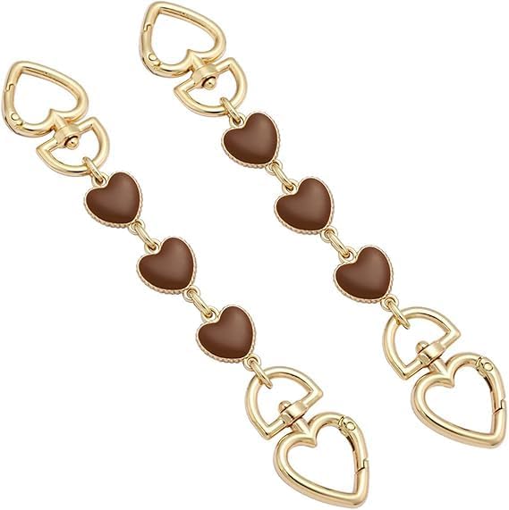 Azonee Bag Extension Chain, Heart Shaped Wallet Extension Chain, Gold Wallet Strap Extender, Wallet Strap Replacement, Handbag Charms Crossbody Bag Wallet Replacement Strap Chain Charm(2PCS)