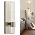 Biewalk LED Battery Operated Wall Sconce Wireless Black, 8000mAh Rechargeable Wall Light Fixtures Remote Control 3000K Dimmable Modern Crystal Wall Lighting for Bedroom Bathroom Hallway Stairway