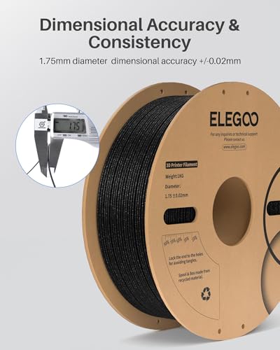 image for ELEGOO PLA Filament 1.75mm Sparkle Black 1KG, Glitter Twinkling 3D Pri
