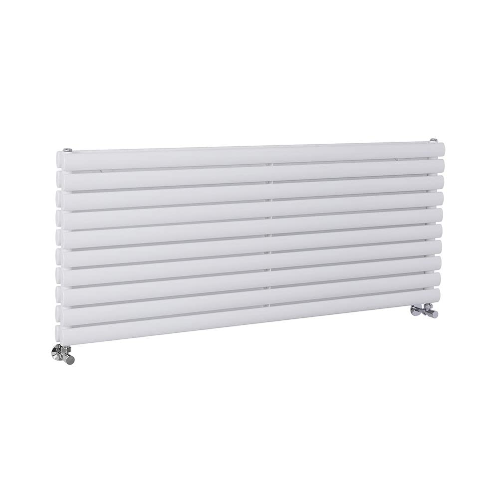 Milano Aruba White Horizontal Double Oval Panel Radiator - 590mm x 1400mm