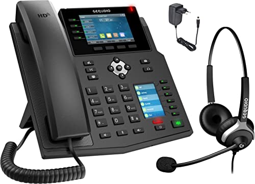 GEQUDIO Téléphone IP GX5+ avec Bloc d'alimentation et Casque Filaire - Compatible Free Pro, SFR Business et SIP VoIP - Kit Mains Libres Premium & 2X écrans Couleur - Guide d'installation PDF Cover