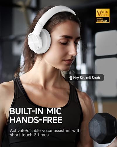 Image of Picun B8 Bluetooth Headphones, 120 Hours Headphone Wireless Bluetooth, Hands-Free Calls, 3EQ & Game Mode, Foldable Headphones Over Ear for Travel Home Office Cellphone PC White