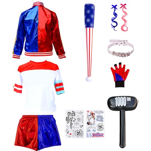 Kitimi Costumes Kids Fancy Dress Carnival Halloween Villain Costume Include Jacket T-shirt Shorts Choker Bat and Glove for Halloween Carnival Cosplay(120)