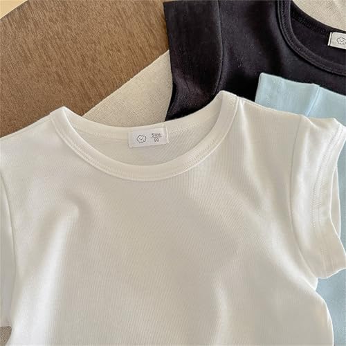 Girls Short Sleeve Basic T Shirt Solid Cotton Soft Lightweight Tees Crewneck Sport Tops for School Outdoor Sport3