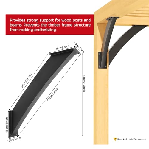 Soporte de Ángulo de 45 Grados para Montaje Interior, Accesorio para Pérgolas y Gazebo, Soporte Robusto para Vigas de Madera, con Tornillos de Fijación (Paquete de 6 piezas) miniatura 2