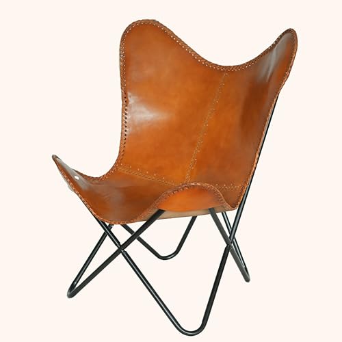 Sillón Plegable Cuero Búfalo Marrón miniatura 1