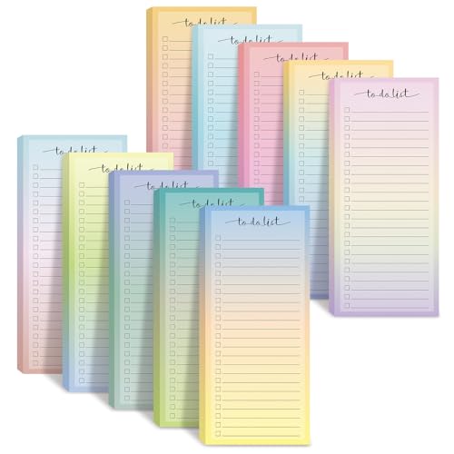 Image of Censen 10 Pack 500 Sheets to Do List Notes Daily Checklist Notepad with 50 Sheets Undated Memo Pad Color Block Shopping List Weekly Plan Notepad Organizer Planners(Vivid Color,Lined) | Note Book 505 Sheets Colorful Memo Pad Office School Supplies Planner Shopping Weekly Plan Task Organizer Tear-off Design