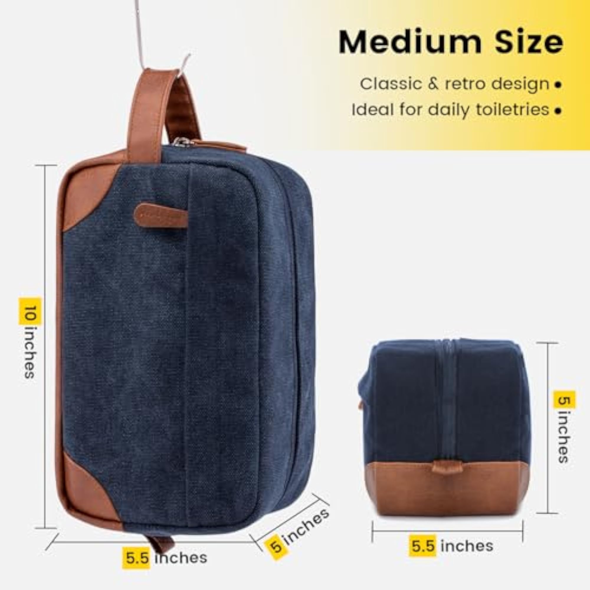 Hanging Toiletry Bag for Men, Navy Blue Water Resistant