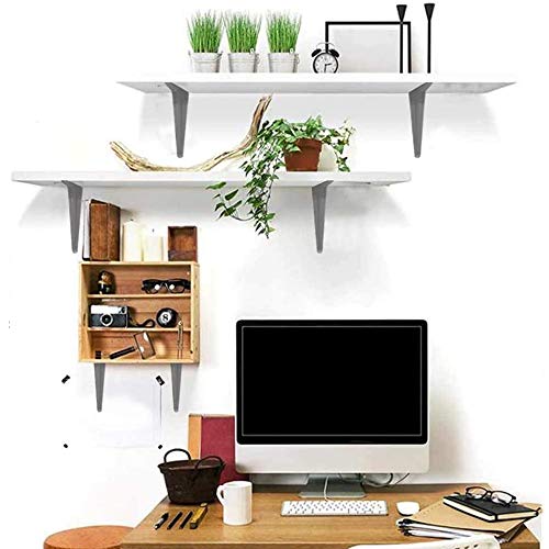 Wideskall® Metal 6" X 8" Inch Wall Corner Angle Shelving Shelf Brackets, Grey, Pack Of 4 #TOP3