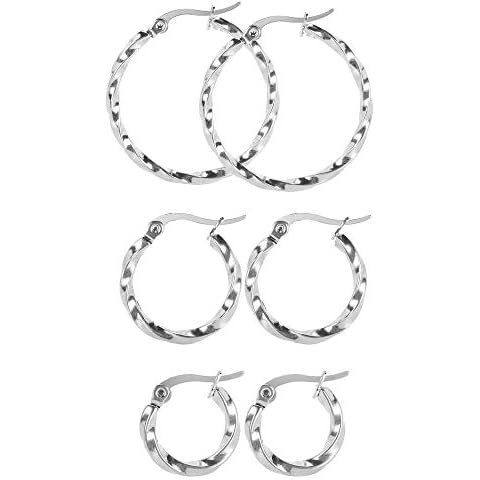 Pargleev Twisted Stainless Steel Hoop Earrings Set Cover