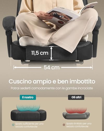 Sedia Gaming, Sedia Ufficio Scrivania, Ergonomico, con Poggiapiedi, Poggiatesta Regolabile, Cuscino Lombare, Portata 150 kg, Nero Inchiostro OBG077BH21 - Sedia gaming - Immagine 2