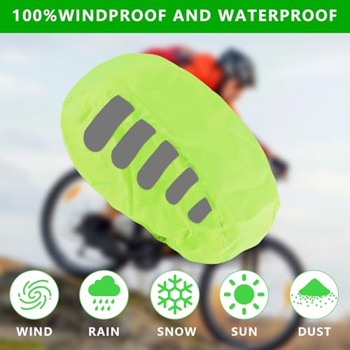 2x Fahrradhelm regenschutz, Helm Regenschutz Fahrradhelm Regenüberzug, Helmschutz Regen Fahrradhelm überzug Reflektierend, Regenschutz für Fahrradhelm, Universal Wasserfester Helmüberzug Regenhülle