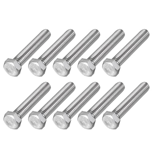 Image of METALLIXITY Hex Head Bolts (3 /8-16 x 2) 25Pcs, 304 Stainless Steel 18-8, Fully Threaded, External Hex Drive, Plain Finish, Hex Head Screw Bolt, Silver
