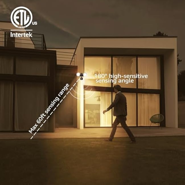 LEONLITE Motion Sensor Flood Light, ETL Listed, Aluminum LED Security Lights Dusk to Dawn, Adjustable Dual Heads, IP65 Waterproof, 1400lm Outdoor Floodlighting Fixture, 3000K Warm White, Bronze