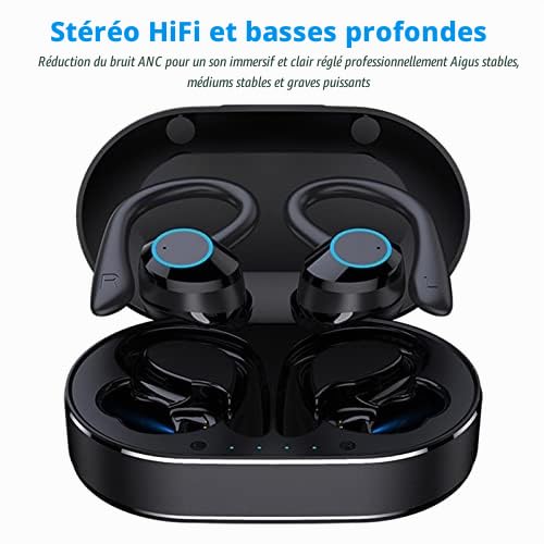 Écouteurs Bluetooth, écouteurs sans Fil Q23 Pro BT 5.4 étanches à Réduction de Bruit avec Micro, Idéal pour Les Voyages Sportifs (Noir)