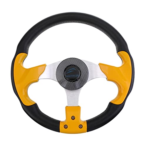 3 Spoke Boat Steering Wheel 12.4inch/31.5cm Dia with Center Cap, Aluminum Alloy,