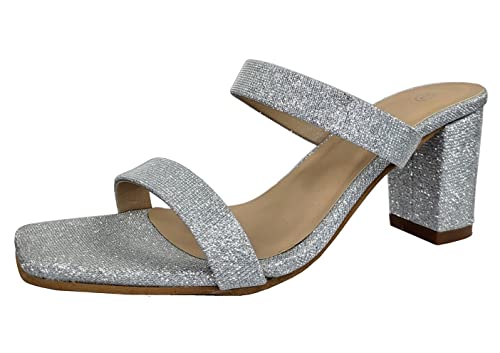 TruFox Womens Chunky Block Heels Square Open Toe heels Comfortable Two Strap Slip On Slides for Prom Wedding party Dress Shoes3